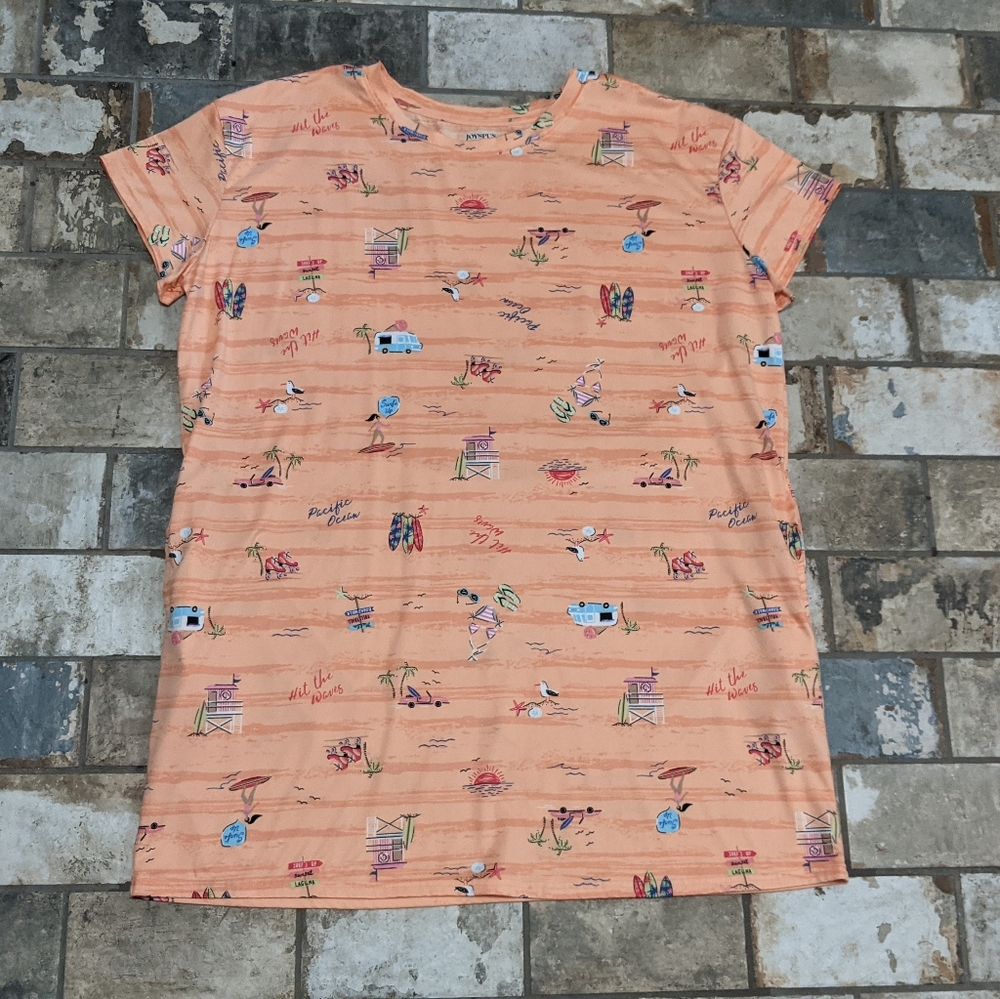Joyspun Short Sleeve T-Shirt Lounge Dress with Pockets Size L / XL